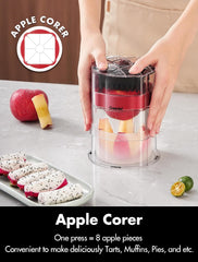 Geedel French Fry Cutter, Potato Cutter, Apple Slicer and Corer, 3 Blades | Finish in 5s, Ultra-sharp 420 Stainless Steel blade, Dishwasher Safe, No BPA, For Vegetable & Fruit, Cleaning Brush Included