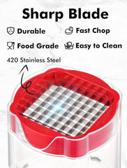 Geedel French Fry Cutter, Potato Cutter, Apple Slicer and Corer, 3 Blades | Finish in 5s, Ultra-sharp 420 Stainless Steel blade, Dishwasher Safe, No BPA, For Vegetable & Fruit, Cleaning Brush Included
