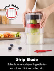 Geedel French Fry Cutter, Potato Cutter, Apple Slicer and Corer, 3 Blades | Finish in 5s, Ultra-sharp 420 Stainless Steel blade, Dishwasher Safe, No BPA, For Vegetable & Fruit, Cleaning Brush Included