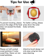 Geedel French Fry Cutter, Potato Cutter, Apple Slicer and Corer, 3 Blades | Finish in 5s, Ultra-sharp 420 Stainless Steel blade, Dishwasher Safe, No BPA, For Vegetable & Fruit, Cleaning Brush Included
