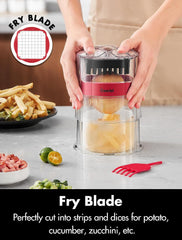Geedel French Fry Cutter, Potato Cutter, Apple Slicer and Corer, 3 Blades | Finish in 5s, Ultra-sharp 420 Stainless Steel blade, Dishwasher Safe, No BPA, For Vegetable & Fruit, Cleaning Brush Included