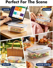 Geedel Food Storage Containers with Lids, Set of 4, Clear | Airtight Leakproof, Microwave Freezer Dishwasher Safe, Stackable Lunch Meal Prep Containers For Kitchen Organization, No BPA