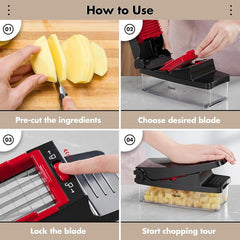 Geedel Vegetable Chopper, Onion Chopper Pro Food Chopper, Kitchen Vegetable Slicer Dicer Cutter Grater, Veggie Chopper with container for Salad Onion Potato Carrot